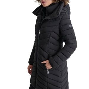 DKNY Black Puffer Coat Mid/Long New